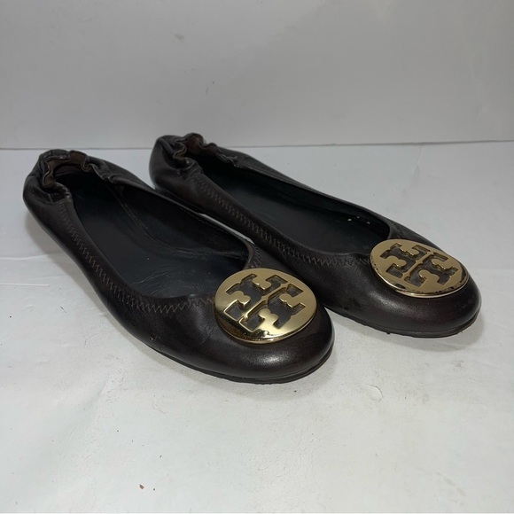 Tory Burch Black Flats with Gold Logo - Picture 7 of 7